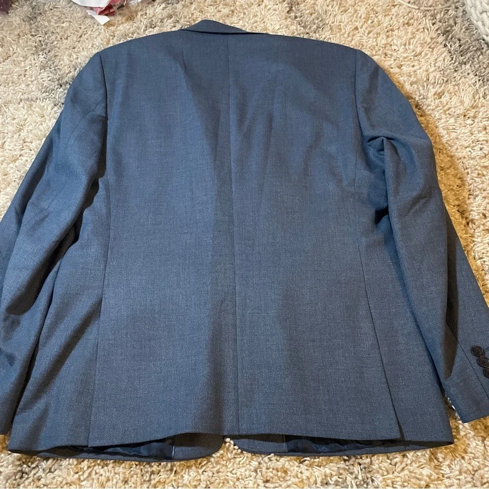Bar III Mens Slim Fit Blazer‎ Blue Gray Textured Two Button Sport Coat